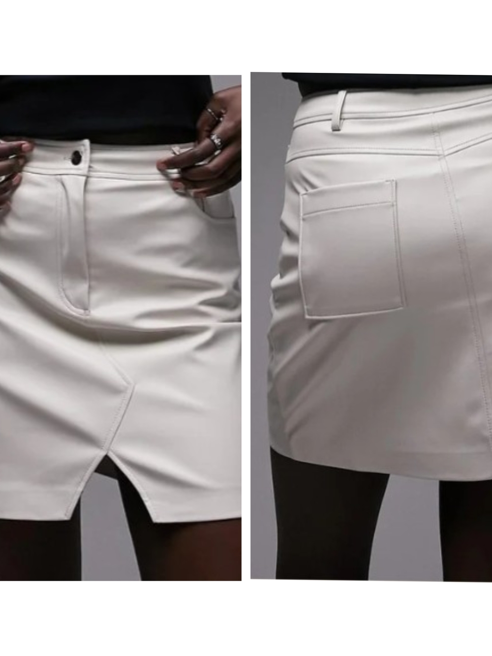Topshop Cream Faux Mini Skirt‎